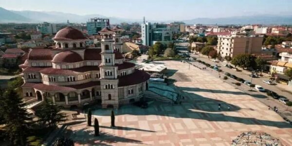 Korca city view from up